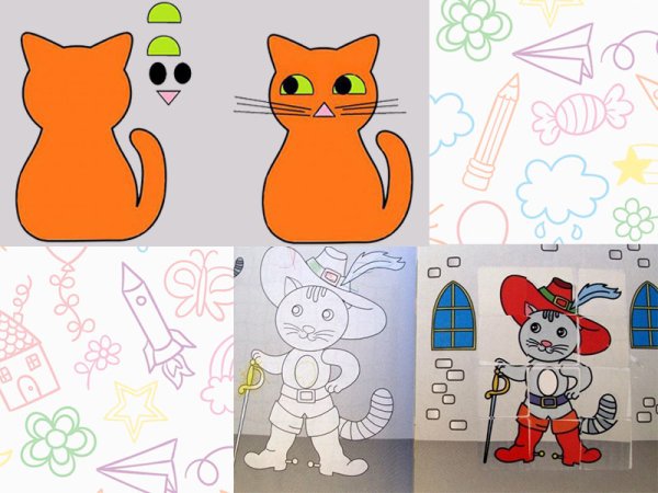 Аппликация кот в сапогах