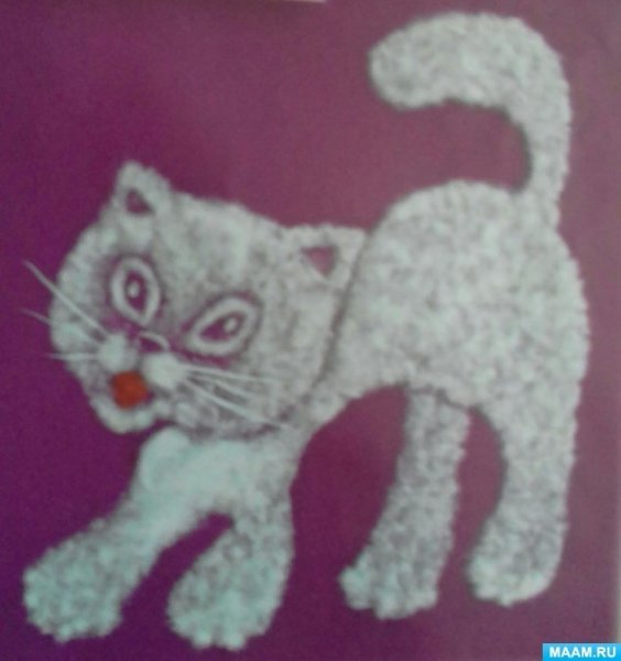 Аппликация из тополиного пуха для детей