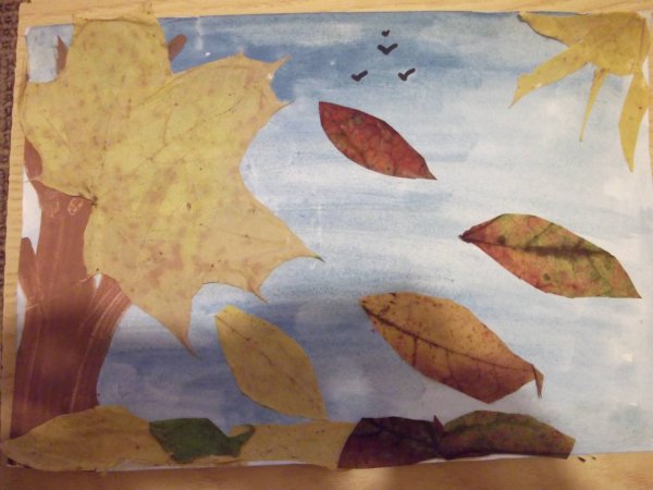 Коврик из листьев аппликация