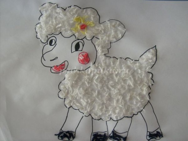 Аппликация из шерстяных ниток