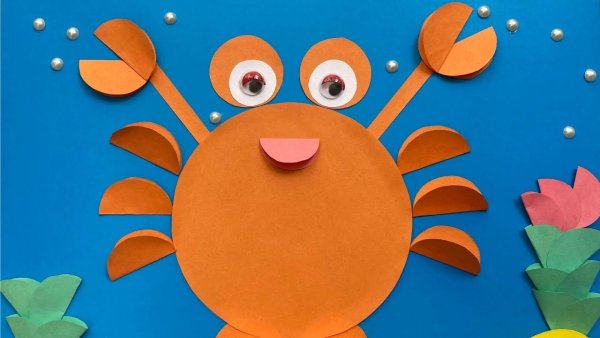 Аппликация краб из кругов