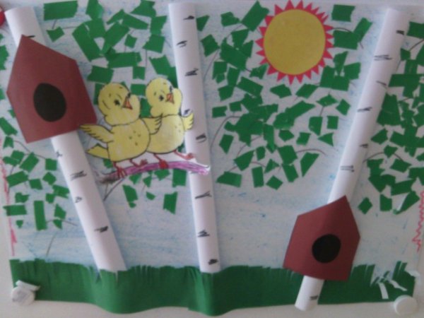 Аппликация Березка младшая группа