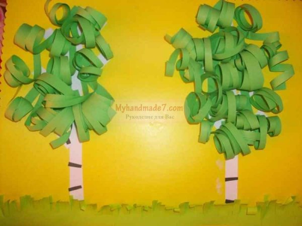 Поделка береза из бумаги