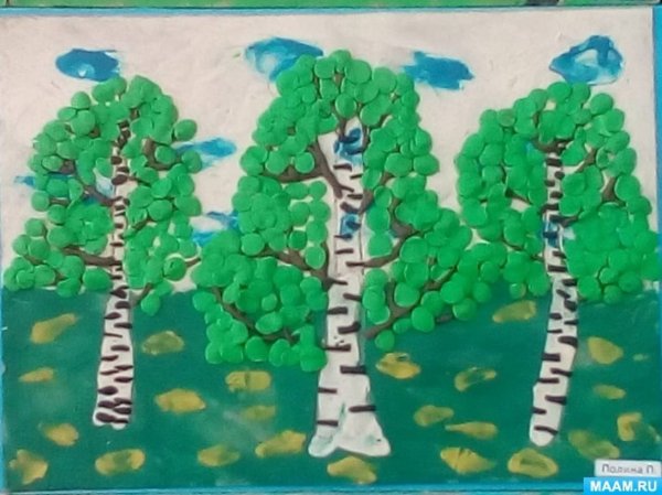 Береза из пластилина