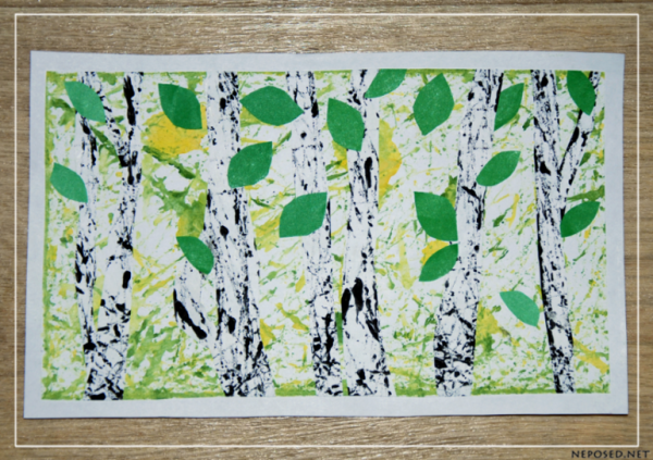 Рисование березы в нетрадиционной технике