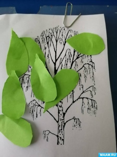 Аппликация Березка младшая группа