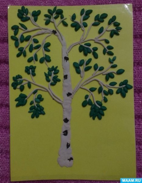 Пластилинография Березка средняя группа