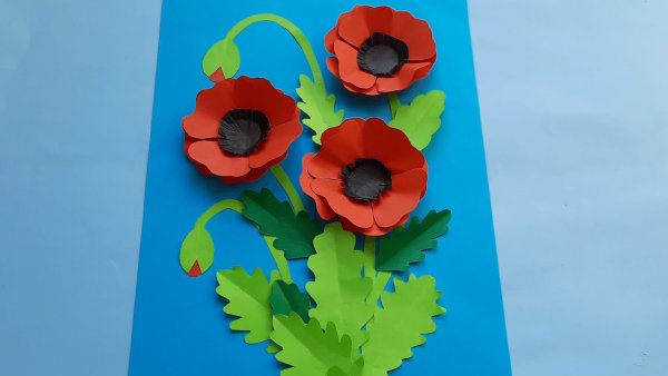 Аппликация цветов из бумаги