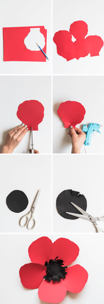 Красные маки из бумаги