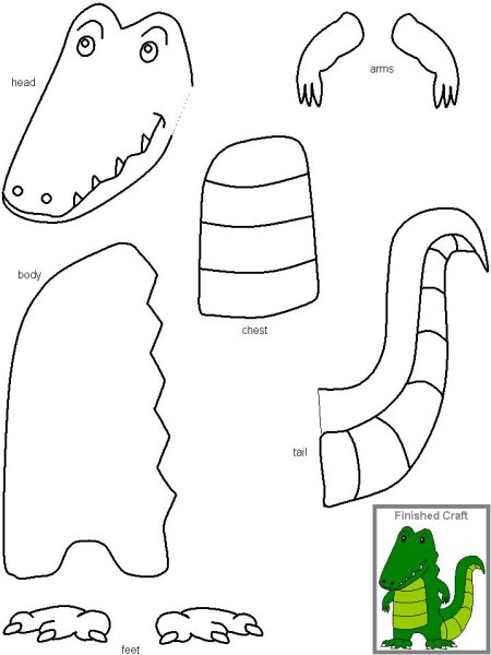 Крокодил аппликация для детей
