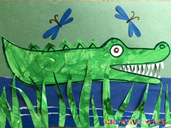 Крокодил аппликация для детей