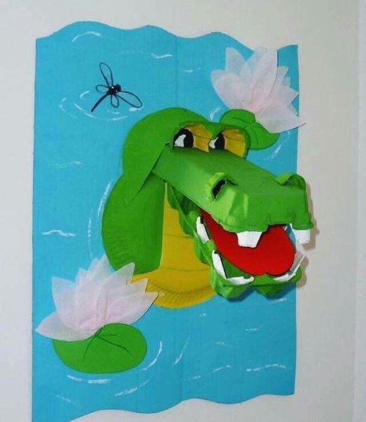 Крокодильчик из цветной бумаги