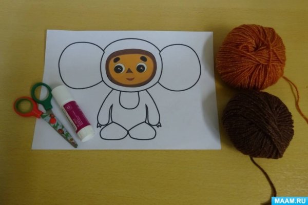 Чебурашка из ниток аппликация