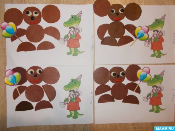 Аппликация Чебурашка в старшей группе