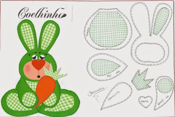 Аппликация зайца из ткани