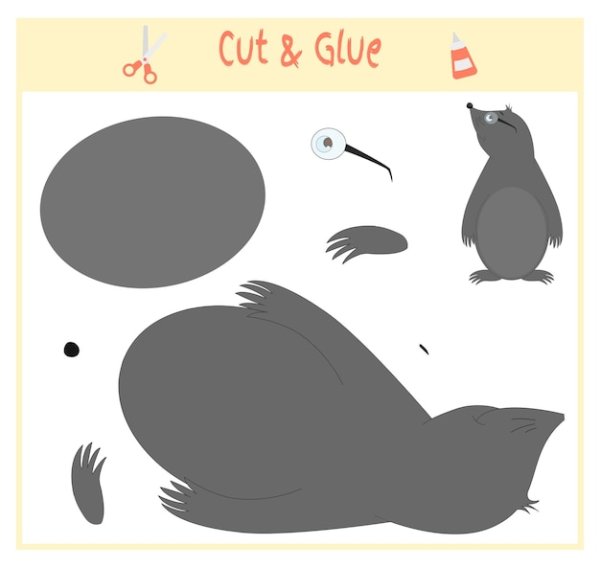 Аппликация Крот для детей