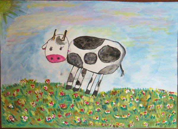 Аппликация на лугу пасутся