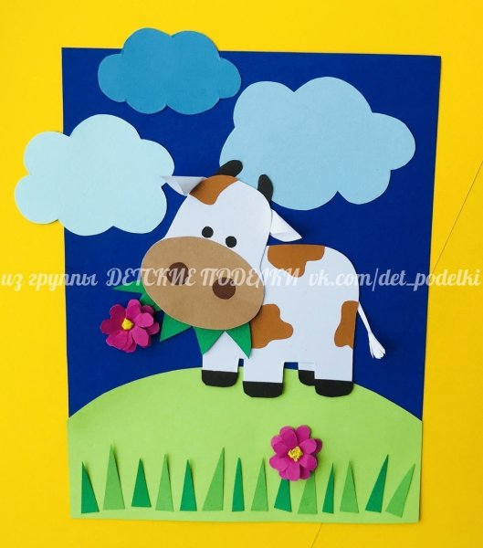 Объемная аппликация коровка