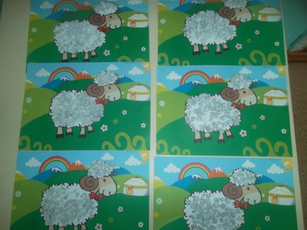 Аппликация Овечка в подготовительной группе