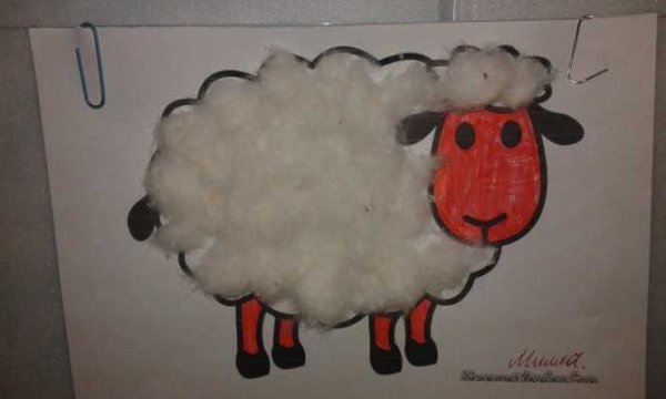 Поделка Овечка из ваты