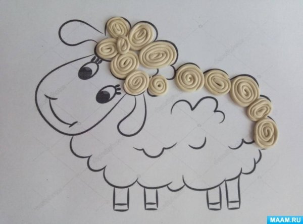 Овечка из пластилина для детей