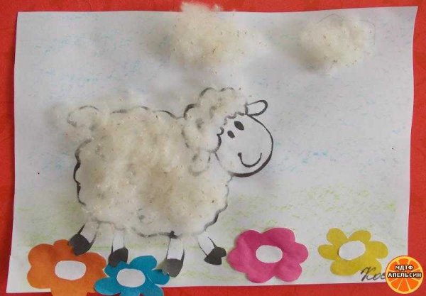 Аппликация из ваты