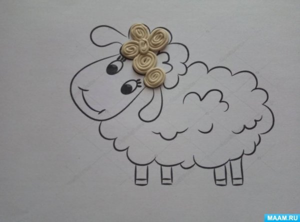 Овечка из пластилиновых жгутиков
