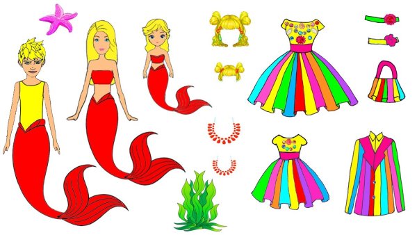 Вырезная кукла Русалочка