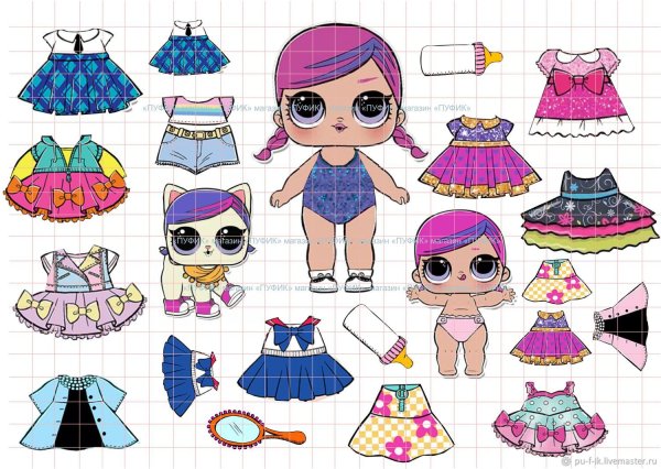 Бумажные куклы ЛОЛ Старшие сестрички Одевашки