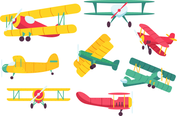 Самолет биплан вектор