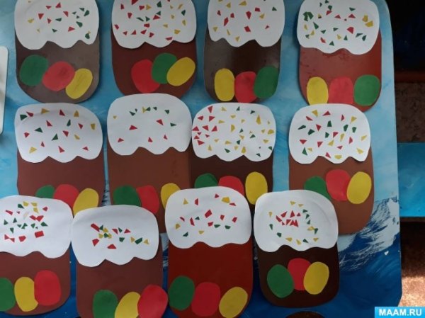 Аппликация кулич Пасхальный в младшей группе