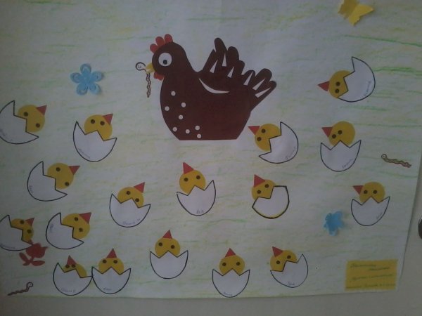 Аппликация курица с цыплятами