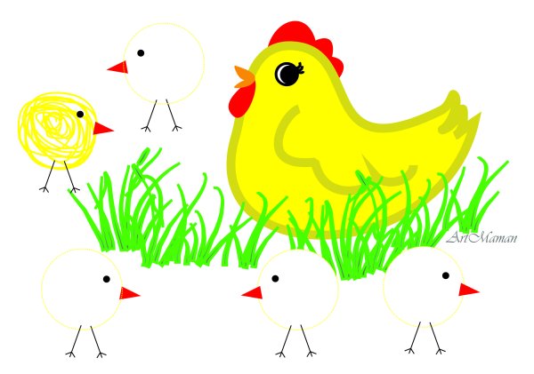 Курица с цыплятами рисунок