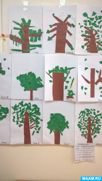 Аппликация деревья весной средняя группа
