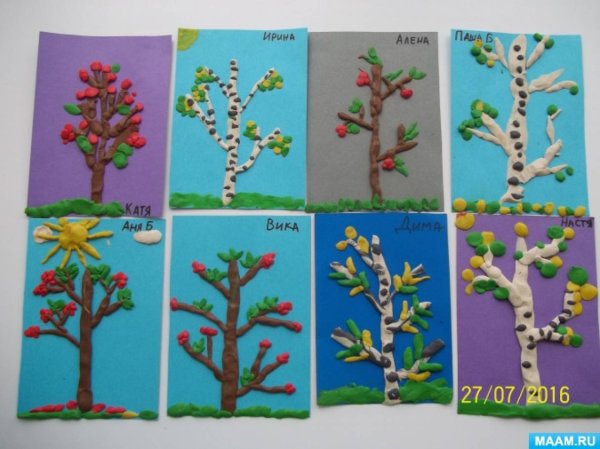 Лепка деревья старшая группа