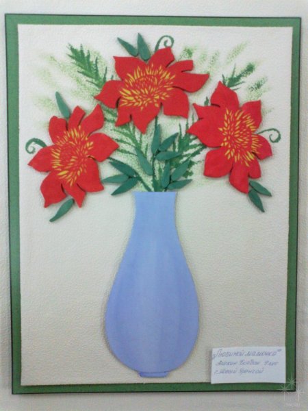 Аппликация цветы в вазе