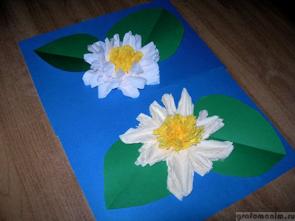 Аппликация кувшинка из бумаги