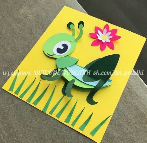 Объемная аппликация кузнечик