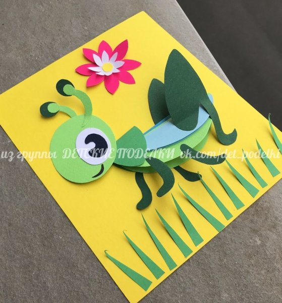 Кузнечик аппликация для малышей