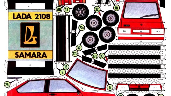 ВАЗ 2108 модель из бумаги