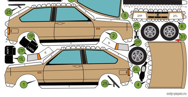 Детали ВАЗ 2107 для склейки