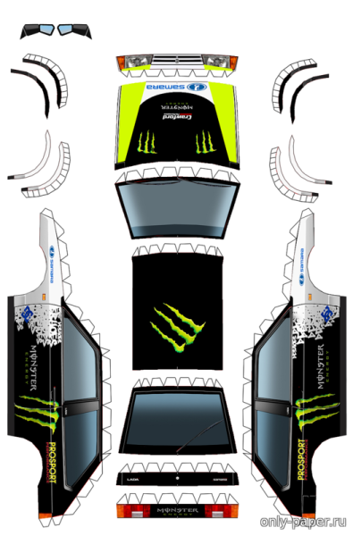 Развертка бумажной модели ВАЗ 2108