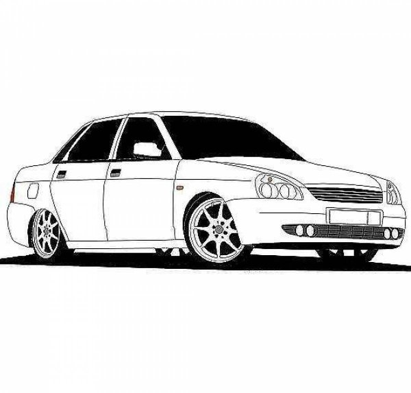 Раскраска Лада Приора тюнинговая