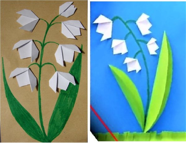 Аппликация Ландыши из бумаги