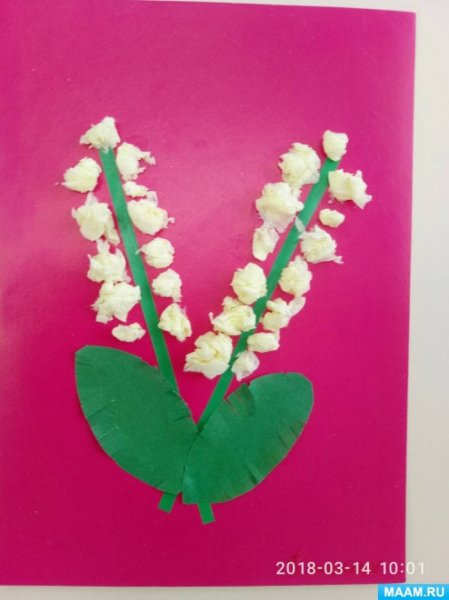 Аппликация Ландыши из бумаги