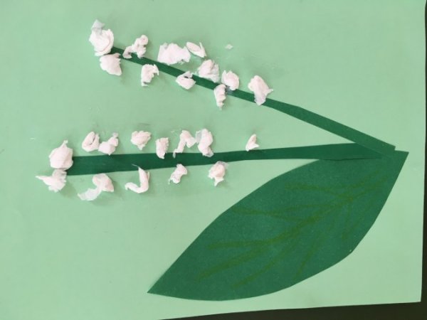 Аппликация Ландыши из бумаги