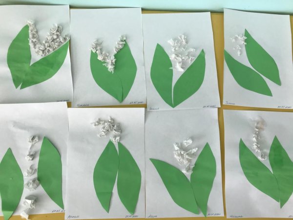 Аппликация Ландыш в младшей группе