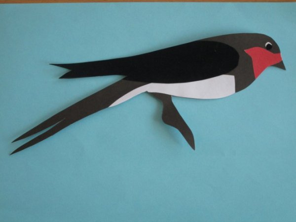 Ласточка аппликация из бумаги