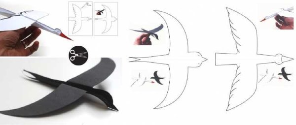 Поделка Ласточка из бумаги с шаблонами