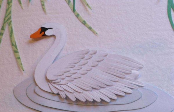 Лебедь аппликация из бумаги